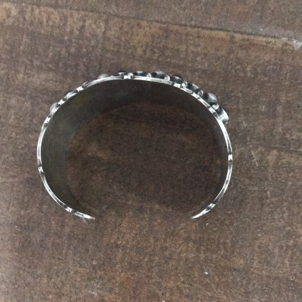 vintage sterling designer El Tom purple stone native american cuff bracelet - Picture 9 of 12